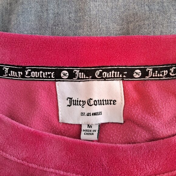 Juicy Couture Pink Velour Top- Size M - Picture 4 of 9
